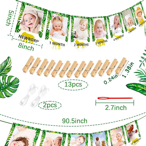 JeVenis Jungle Animals First Birthday Decoration, Wild Safari Banner for Birthday Celebration
