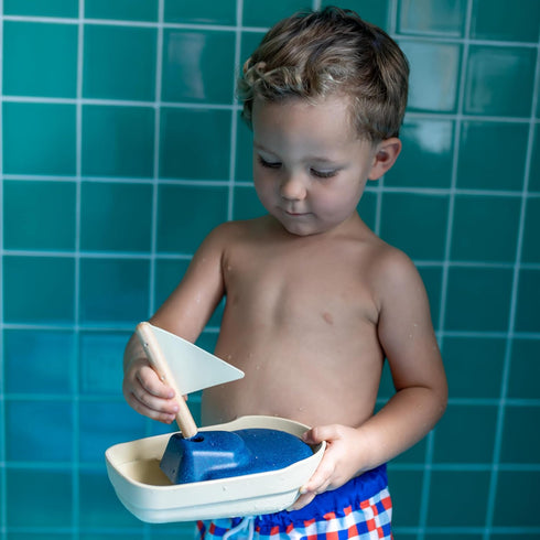 Sailboat PlanToys Wooden Bath Toy | Eco-Friendly Floating Boat for Kids | Promotes Fine Motor Skills & Imaginative Play