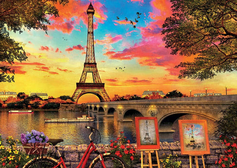 Educa Sunset in Paris 3000 Piece Jigsaw Puzzle, Puzzle Glue Included, Completed Image 47.25" x 33.5", Ages 14+