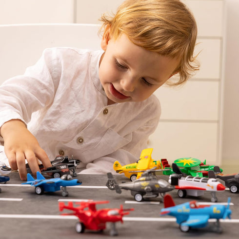 16 Playset, 3+ JOYIN Pcs Pull Back Airplane Toys, Boys Plane Aircraft Incl Helicopter, Fighter, Bomber, Gifts