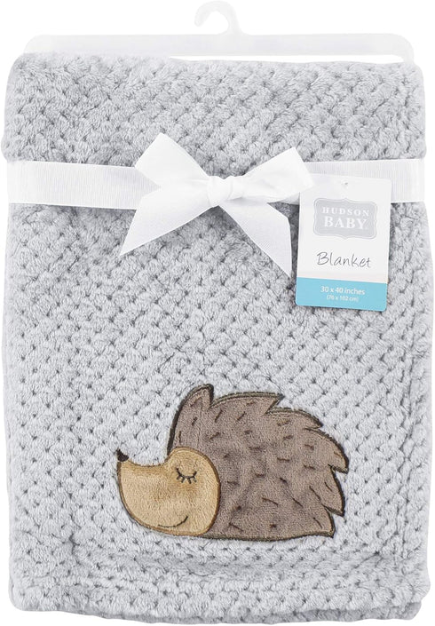 Hudson Baby Unisex Plush Waffle Blanket, Hedgehog Design, One Size