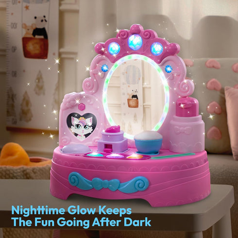 lalalark Set 40+ 6 1 2 3 JOVA Toddler Vanity & Baby Vanity Mirror Toy, Interactive Pretend Vanity with Sounds