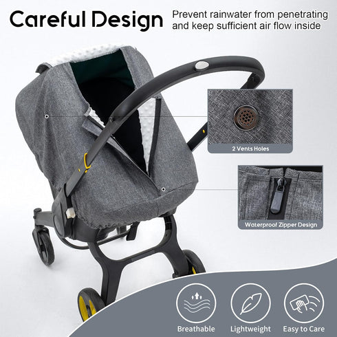 2 Baby Car Seat Cover for Doona, Waterproof Carseat Cover with Plush Dots Lining, Warm & Snug Infant Car Seat Canopy