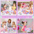 Set 63Pcs Sets Playset, Tea Party for Little Girls: Pretend Play Toys, Unicorn Princess Dress Up Tea Time, Tin Tea