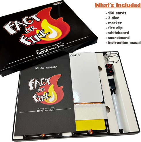FACT or FIRE Trivia Card Game for Family and Friends, Ultimate Engaging Play Experience