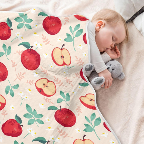 KICPOAY 30x40 Inch Swaddle Blanket for Apples with Leaves Baby Receiving Blanket Muslin Baby Swaddles Soft Cotton