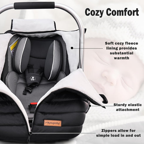 Youpinby Cozy, Winter Baby Car Seat Cover, Infant Carseat Canopy for Boys Girls, Cold Weather Warm Car Seat Covers