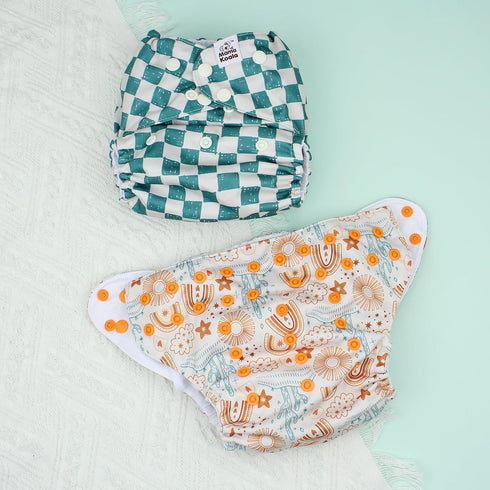 3.0 6 Pack 6 5-Layer Mama Koala Pocket Cloth Diapers for Babies with AWJ Lining, with Natural Cloth Diaper Inserts