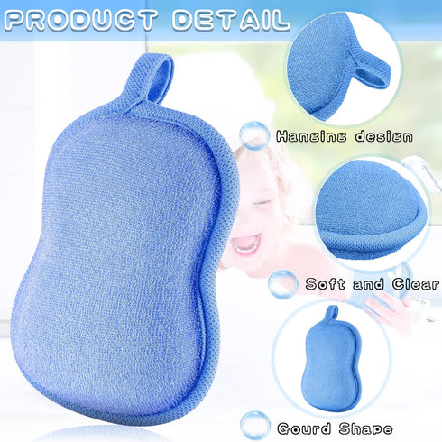 4 Pieces Baby Bath Sponge Cotton Baby Sponge Soft and Absorbent Sponge for Kids Babies Men Women (Red, Purple, Green, Blue)