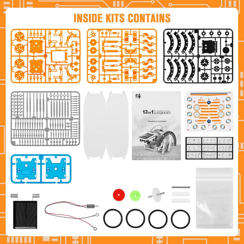 13-in-1 8-12, 8 9 10 11 12 STEM Education Solar Robot Toys for Age DIY Building Science Experiment Robots Kit Birthday