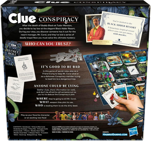 Clue Conspiracy Board Game for Adults & Teens - Secret Role Strategy Game, Ages 14+, 4-10 Players, 45 Minutes
