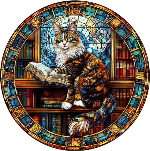Wooden Puzzles for Adults - Challenging Maine Cat Library Adult Puzzle, Unique