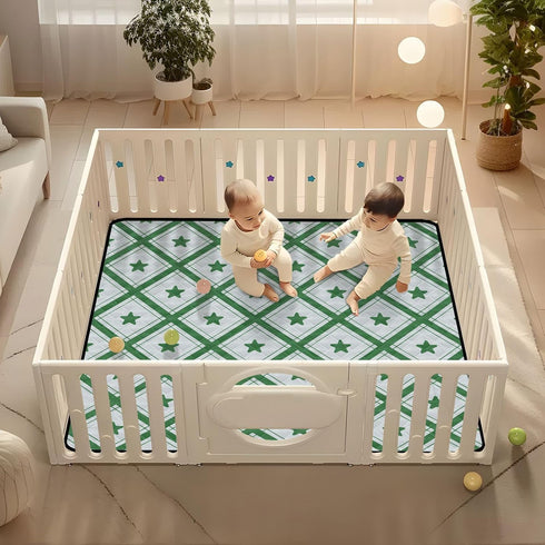 EtherSpher 1-Piecing 50'' 50''de Grass Green Checker Stars Plaid Soft Thick Baby Floor Play mat for Indoor Outdoor