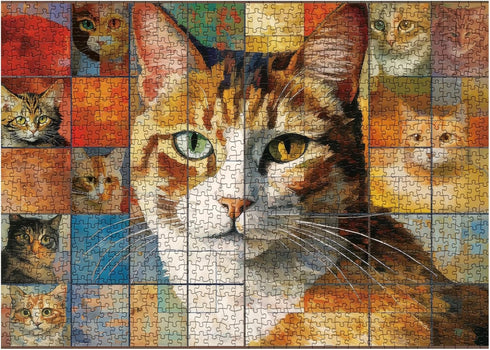 Cat Puzzles for Adults 1000 Pieces, Funny Kitten Jigsaw Puzzles, Mosaic Meows Animal Puzzle as Home Decor