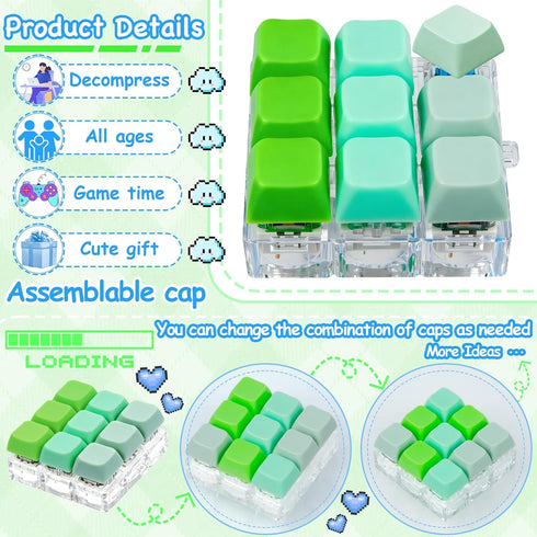 ILHSTY 9-in-1 (3 Keyboard Fidget Toy Clicker Fidget Keychain, Stress Relief Desk Toys Decompression Button Keyboard