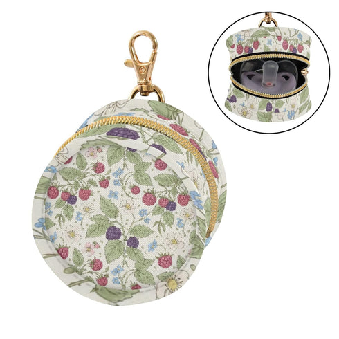 PYBUG Raspberry Round Pacifier Storage Case, Polyester & TPU Lined with Hook Buckle, Pacifier Container Box for Baby