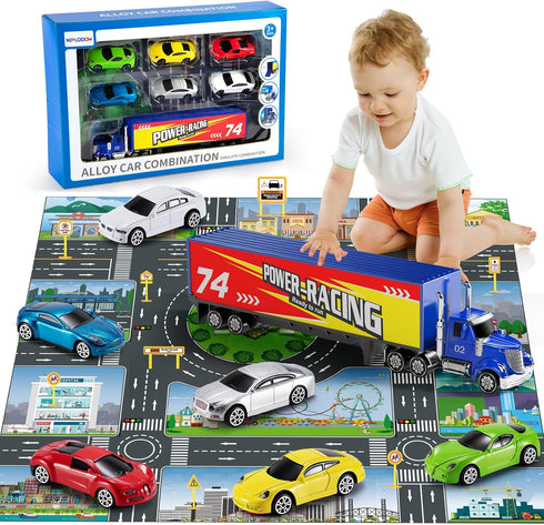 NIPLOOOW Die Cast Metal Racing Car Toy With Play Mat for 3-6 Year