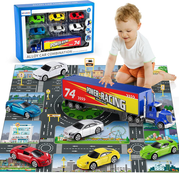 NIPLOOOW Die Cast Metal Racing Car Toy With Play Mat for 3-6 Year
