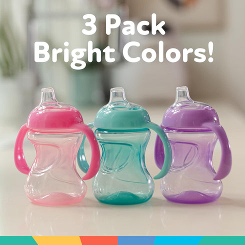 by Nuby (3 Pack) 5 oz 6+ Nuby Mini Grip N' Sip No-Spill Baby Sippy Cups with Handles and Soft Spout - - Months
