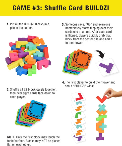 TENZI BUILDZI Fast Stacking Building Block Game for 2 to 4 Players Ages 6 to 96, Perfect for Family Game Night