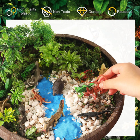 Sratte 26 Pcs Amphibious Animals Figurines - Diorama Project Kit with Plastic Reptile Playset for Kids