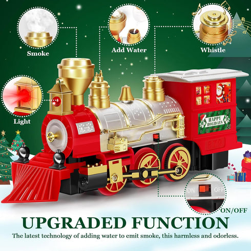 Set, Set Sets 3 4 5 6 7 8 BainGesk Train Christmas Train with Steam, Light and Sounds, Train for Under Christmas Tree
