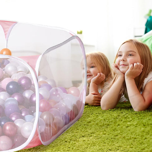Kids Ball Pit Large Pop Up Play Tent for Toddlers Girls Boys for Indoor Outdoor Baby Playpen with Carry Tote (Pink)