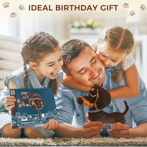 Dachshund Micro Building Block Set, 2100 Pieces Animals Dog Mini Bricks Kit, Cute Birthday Gifts for Adults and Teens