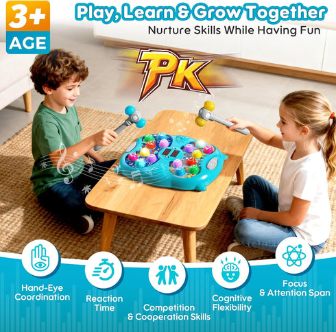 Noltola 3-12 2 Hammers, 3 3 4 5 6+ Whack Mole Game for Kids, Idea Gift for Year Old Boys and Girls, Interactive