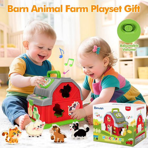 1 2 3 1-3, 12-18 Ellinjan Montessori Learning Toys for Year Old Boys Girls, Musical Farm Animals for Toddlers