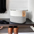 Goodpick Woven Storage Basket for Shelves, Small Laundry Basket with Handles, Grey and White