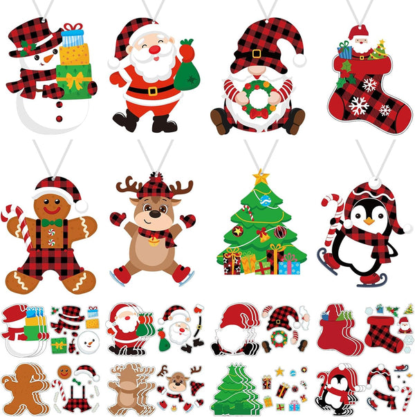 Funrous 24 Pcs Christmas Crafts Kits for Kids Xmas DIY Hanging Ornaments