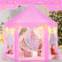 Pink Princess Tent for Girls, Kids Playhouse with LED Star Lights, Indoor Outdoor Castle Tent, 55×53 Inches