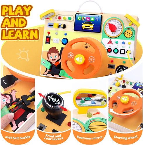1-3 v6) Grarain Busy Board for Toddlers - Montessori Educational Toy for Year Old Boys & Girls | Travel-Friendly