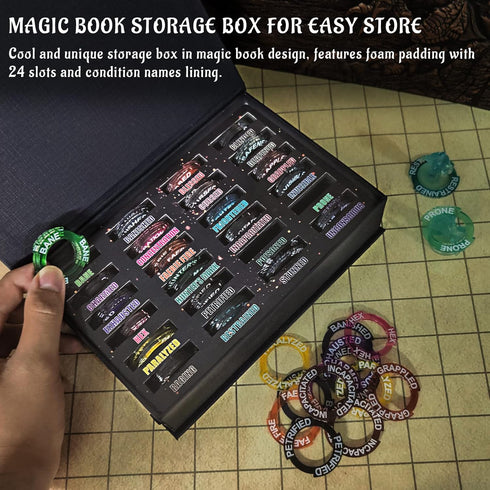 96 24 CZYY Upgraded Condition Rings PCS Status Effect Markers in Conditions & Spells Magic Book Storage Box Great DM