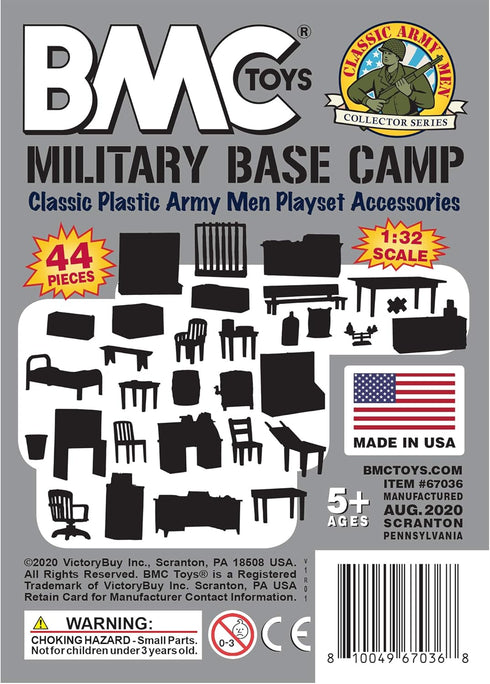 BMC Classic Marx Military Base Camp, 44pc Plastic Army Men Playset Accessories
