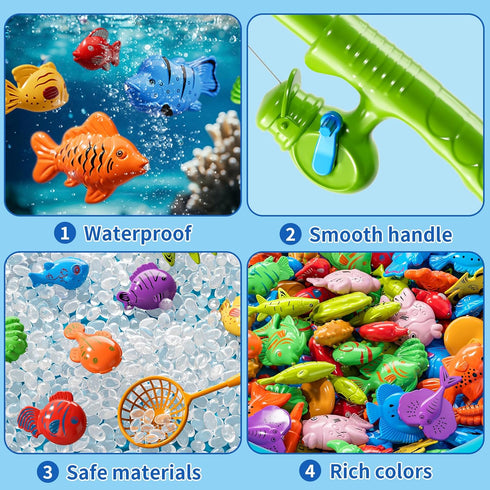 Xelabrion 60 3 4 5 Pcs Magnetic Fishing Pool Toys Game for Kids Toddlers, Fishing Water Table Bathtub Toy