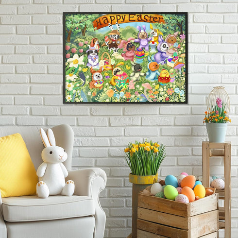 500 Piece Puzzles for Adults - Easter Dog Bunny Ears & Egg Designs Themed - Challenging Puzzle for Game Nights Spring