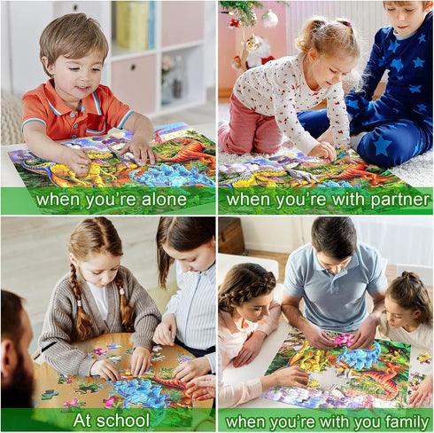 Puzzles for Kids Ages 4-10 - 100 Piece Big Dinosaur Floor Jigsaw Puzzle for Educational Learning Toys