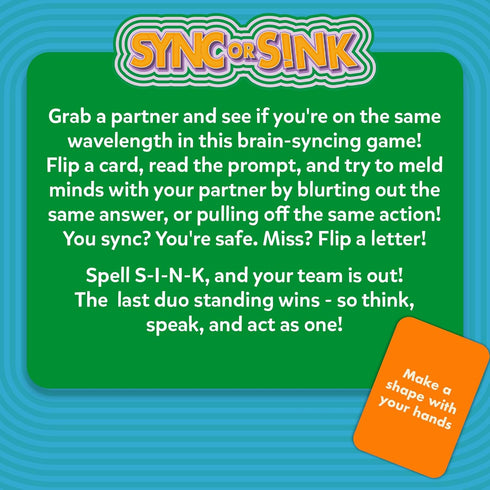 8, 9, 10 4-8 Sync or Sink - Hilarious Family Card Game for Kids, Teens & Adults, Fast-Paced Mind-Matching Partner