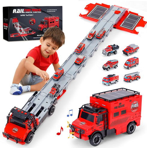 Versatile Transforming Truck with Race Tracks for Kids Ages 3-7 - Foldable