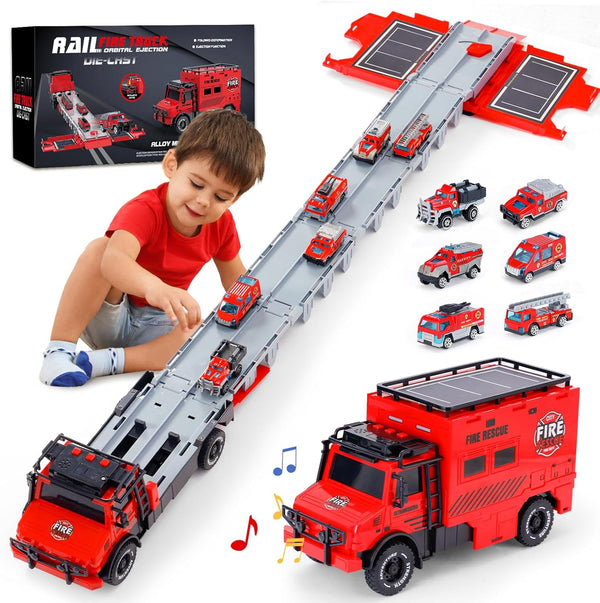Versatile Transforming Truck with Race Tracks for Kids Ages 3-7 - Foldable
