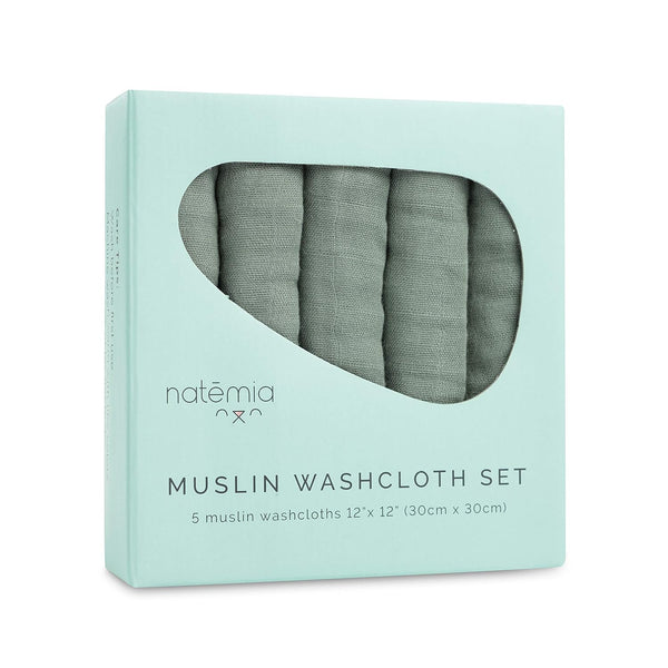 Natemia Baby Washcloths for Newborn - 5 Piece Set, 6 Layer, Super Absorbent, Ultra Soft Rayon from Bamboo, Baby Girl/Boy