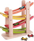 Jr. Ramp Racer Race Track for Toddlers with 4 Wood Cars, Race Car Ramp Set