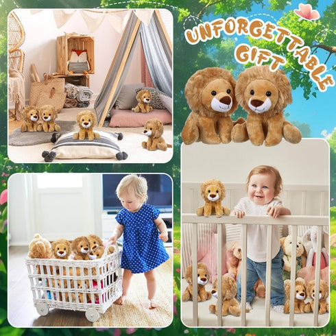 VercanMonth 12 Set 6 Inches Pieces Lion Plush Cuddly Lion Stuffed Animal Soft Cuddly Plushie for Boys Girls Birthday