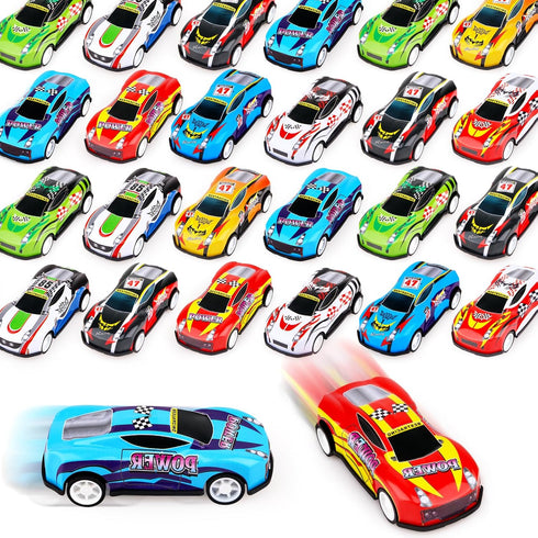 28 Pcs Pull Back Cars for Kids, Mini Vehicles Toy Bulk Party