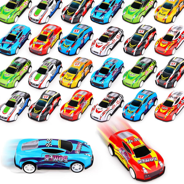 28 Pcs Pull Back Cars for Kids, Mini Vehicles Toy Bulk Party