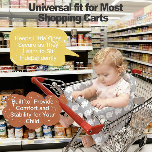 2-in-1 Padded Shopping Cart Cover for Baby & Toddler, High Chair Cover with Soft Thigh Guards, Grocery Cart Seat