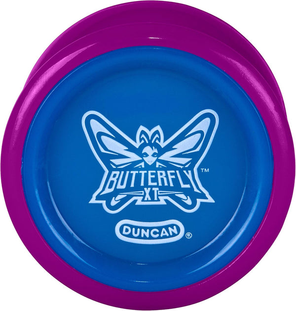 Duncan Toys Butterfly XT Yo-Yo with String, Ball Bearing Axle and Plastic Body, String Trick Yo-Yo, Purple with Blue Cap
