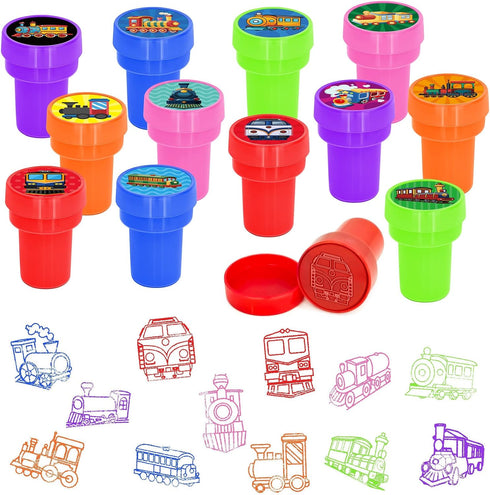 Cinrobiye 24 Pcs Train Party Favor Stampers,Train Party Supplies, Train Birthday Party